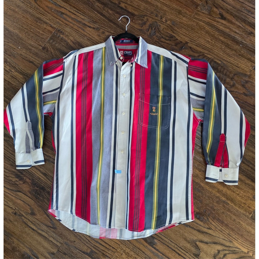 Vintage 90s Chaps Ralph Lauren Button Down Shirt 100% cotton Collar Crest Mens L